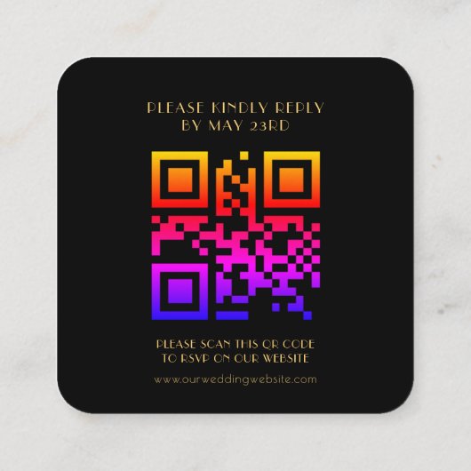 Klassieke art deco QR-code RSVP-reactie uit de jar Informatiekaartje (Achterkant)