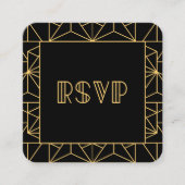 Klassieke art deco QR-code RSVP-reactie uit de jar Informatiekaartje (Voorkant)