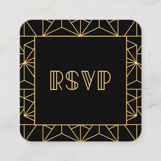 Klassieke art deco QR-code RSVP-reactie uit de jar Informatiekaartje (Voorkant)