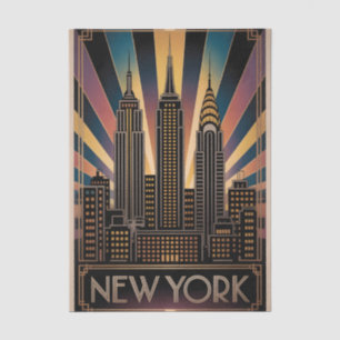 Klassieke Art Deco-reisposter van New York Tissuepapier