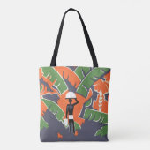Klassieke Art Deco Reizen, Inheemse in Afrikaanse  Tote Bag (Achterkant)