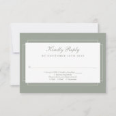 Klassieke Art Deco Sage Groene Bruiloft RSVP Kaartje (Voorkant)