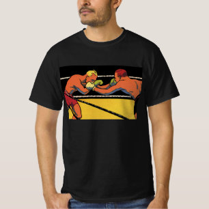 Klassieke Art Deco sportboksen, boksers slaan T-shirt