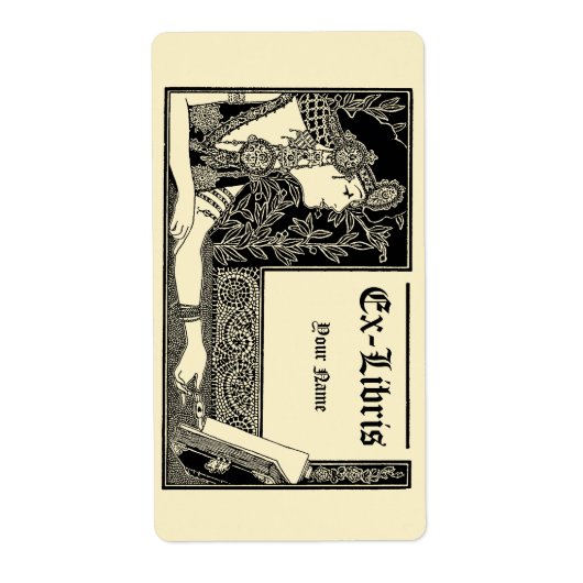 Klassieke Art Deco stijl Ex Libris sjabloon Etiket (Voorkant)