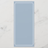 Klassieke Art Deco Stofblauwe Bruiloft Menu (Achterkant)