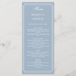Klassieke Art Deco Stofblauwe Bruiloft Menu