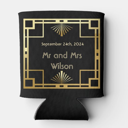 Klassieke Art Deco Vintage bruiloft Blikjeskoeler (Achterkant)