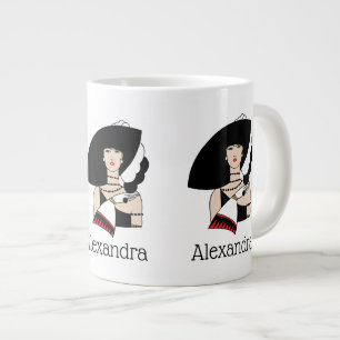 Klassieke Art Deco vrouw draagt hoed handschoenen  Grote Koffiekop