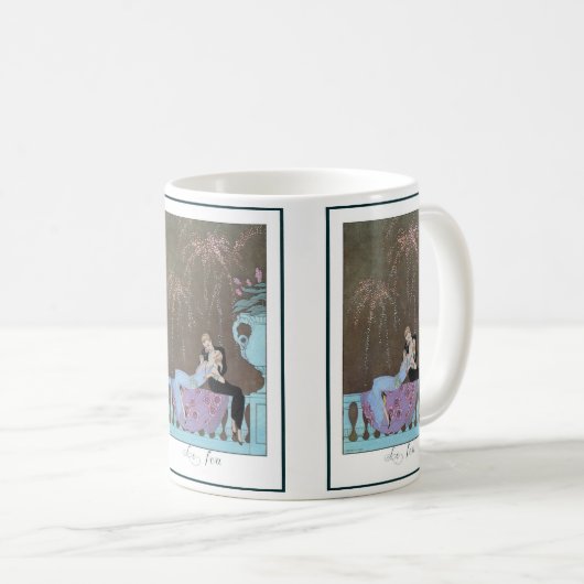 Klassieke Art Deco vuurwerk Le Feu, George Barbier Koffiemok (Voorkant rechts)