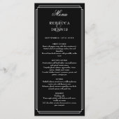 Klassieke Art Deco zwart-wit bruiloft Menu (Voorkant)