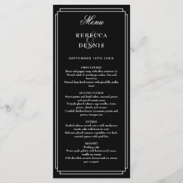 Klassieke Art Deco zwart-wit bruiloft Menu