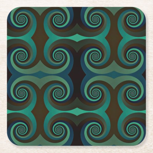 Klassieke art deco zwart-wit en vakantiegroen kartonnen onderzetters (Voorkant)