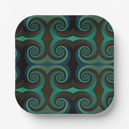 Klassieke art deco zwart-wit en vakantiegroen papieren bordje (Voorkant)