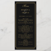 Klassieke Art Deco Zwarte En Gouden Bruiloft Menu (Voorkant)