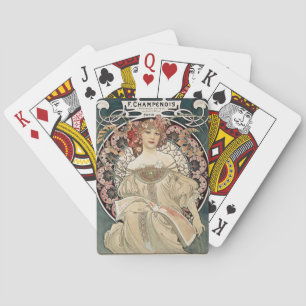 Klassieke Art Nouveau Alphonse Mucha-kunstschilder Pokerkaarten