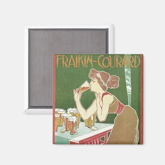 Klassieke Art Nouveau Brasserie Fraikin-Courard Bi Magneet (Voorkant / Achterkant)