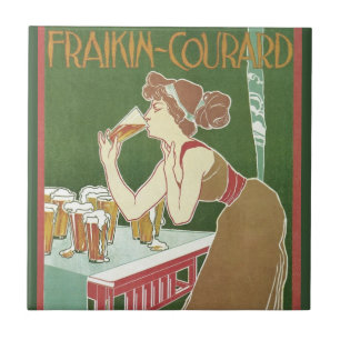 Klassieke Art Nouveau Brasserie Fraikin-Courard Bi Tegeltje