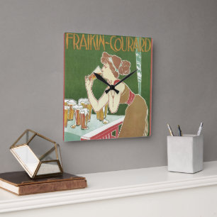 Klassieke Art Nouveau Brasserie Fraikin-Courard Bi Vierkante Klok