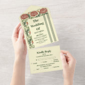 Klassieke Art Nouveau bruiloft All In One Uitnodiging (Afscheurbaar)