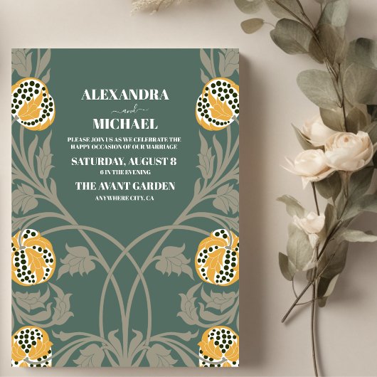 Klassieke Art Nouveau bruiloft Kaart