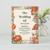 Klassieke Art Nouveau bruiloft Kaart (Staand voorkant)