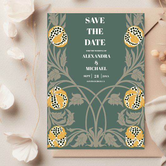 Klassieke Art Nouveau bruiloft Save The Date