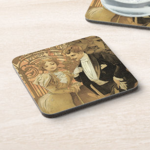 Klassieke Art Nouveau Flirt Biscuits, Alphonse Muc Bier Onderzetter
