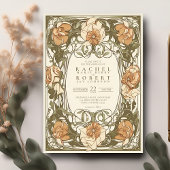 Klassieke Art Nouveau Floral bruiloft uitnodiging
