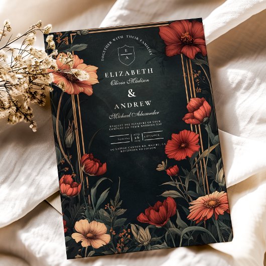 Klassieke Art Nouveau Floral Wedding Kaart