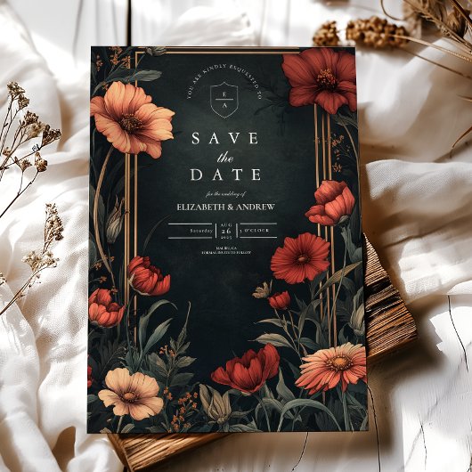 Klassieke Art Nouveau Floral Wedding Save The Date