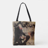 Klassieke Art Nouveau Le Grillon, Man die bier dri Tote Bag (Achterkant)