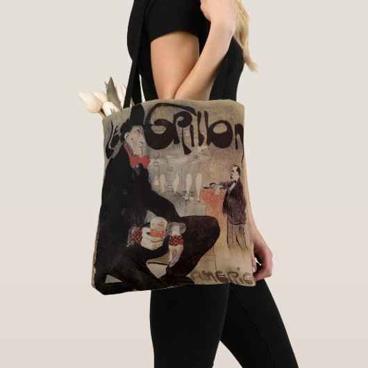 Klassieke Art Nouveau Le Grillon, Man die bier dri Tote Bag (Dichtbij)