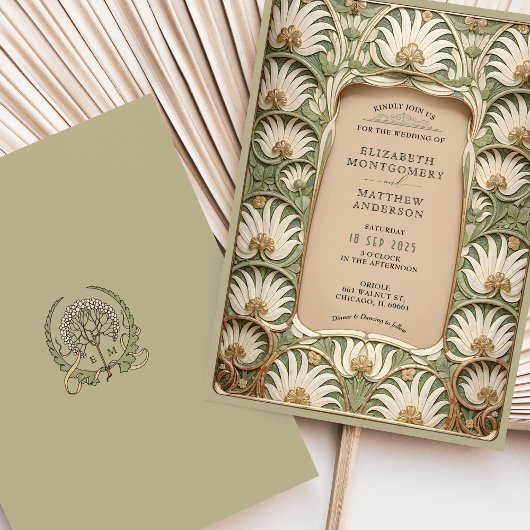 Klassieke Art Nouveau Lily bruiloft uitnodiging