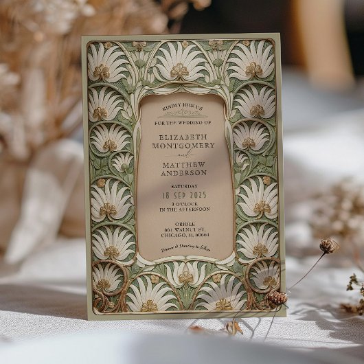 Klassieke Art Nouveau Lily bruiloft uitnodiging