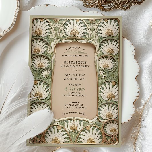 Klassieke Art Nouveau Lily bruiloft uitnodiging