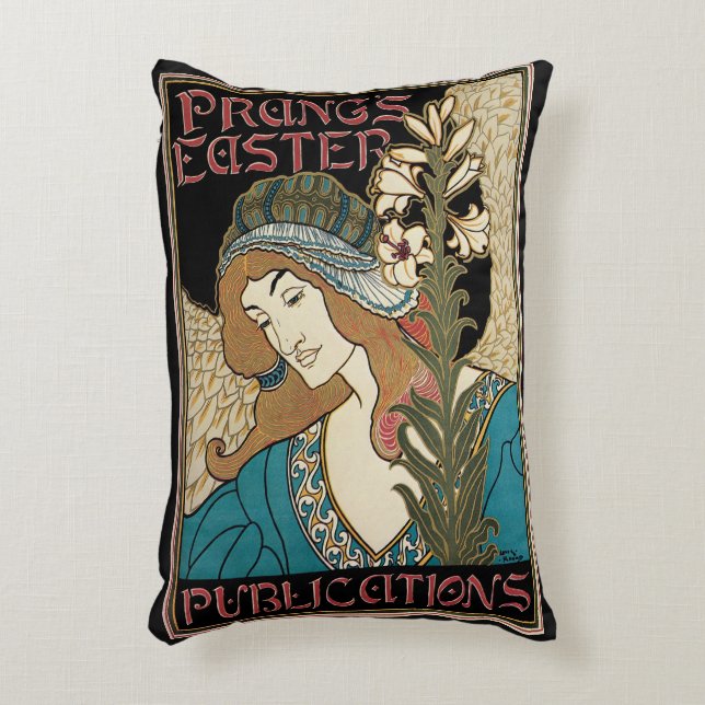 Klassieke Art Nouveau, Prang's Pasen-publicaties Accent Kussen (Voorkant(Verticaal))