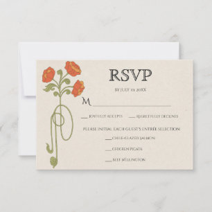 Klassieke Art Nouveau Sinaasappel Salie Bloemen Ma RSVP Kaartje