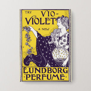 Klassieke Art Nouveau Vrouw Paarse Bloemen Kunstwe Button