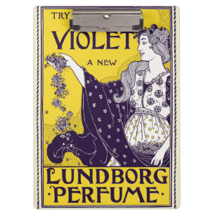 Klassieke Art Nouveau Vrouw Paarse Bloemen Kunstwe Klembord