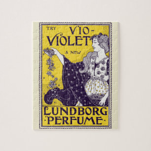Klassieke Art Nouveau Vrouw Paarse Bloemen Kunstwe Legpuzzel