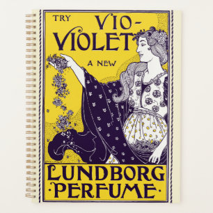 Klassieke Art Nouveau Vrouw Paarse Bloemen Kunstwe Planner
