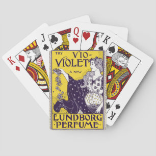 Klassieke Art Nouveau Vrouw Paarse Bloemen Kunstwe Pokerkaarten