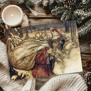 Klassieke Arthur Rackham Kerstman Groeten Feestdagen Kaart
