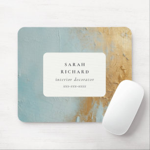 Klassieke Artistieke Aqua Blue Gold Oil Paint Busi Muismat