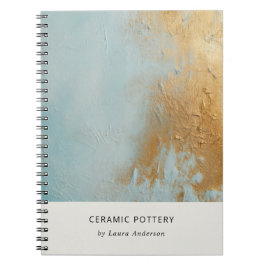 Klassieke Artistieke Aqua Blue Gold Oil Paint Text Notitieboek