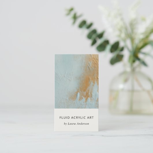 Klassieke Artistieke Aqua Blue Gold Oil Paint Text Visitekaartje (Staand voorkant)