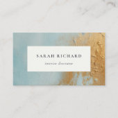Klassieke Artistieke Aqua Blue Gold Oil Paint Text Visitekaartje (Voorkant)