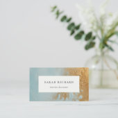 Klassieke Artistieke Aqua Blue Gold Oil Paint Text Visitekaartje (Staand voorkant)