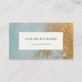 Klassieke Artistieke Aqua Blue Gold Oil Paint Text Visitekaartje (Voorkant)
