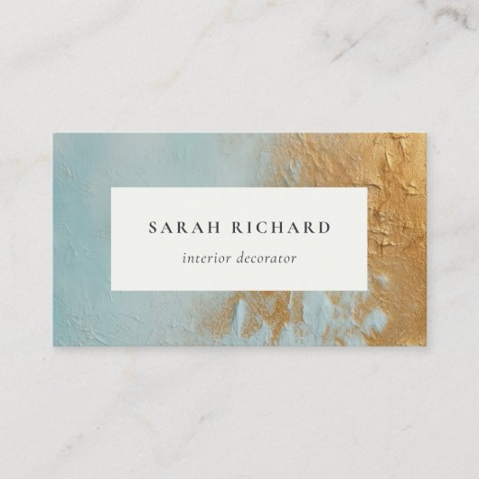 Klassieke Artistieke Aqua Blue Gold Oil Paint Text Visitekaartje (Voorkant)